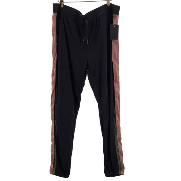 PJ SALVAGE XL black green drawstring terry jogger lounge pajama pants b32 - Picture 1 of 9